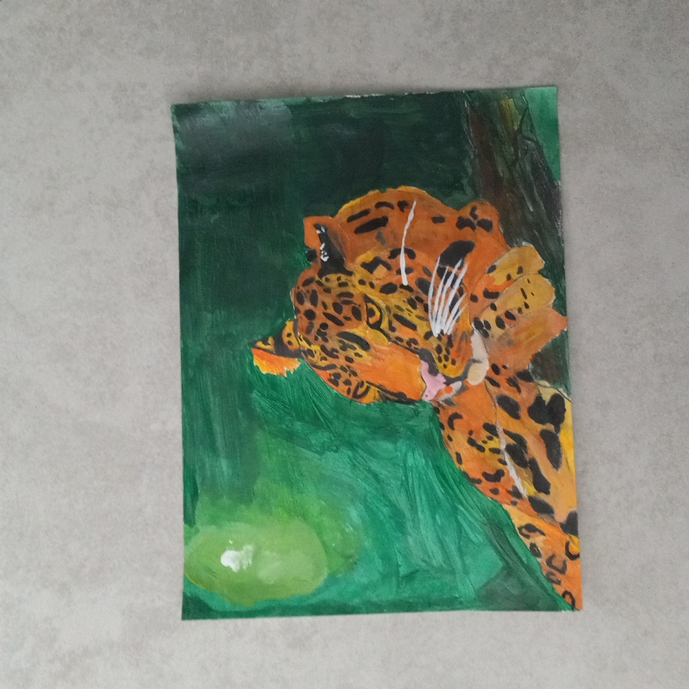 ~ Jaguar painting made by me ~ Great for home decor ~ Dimensions are 12 by 9 ~